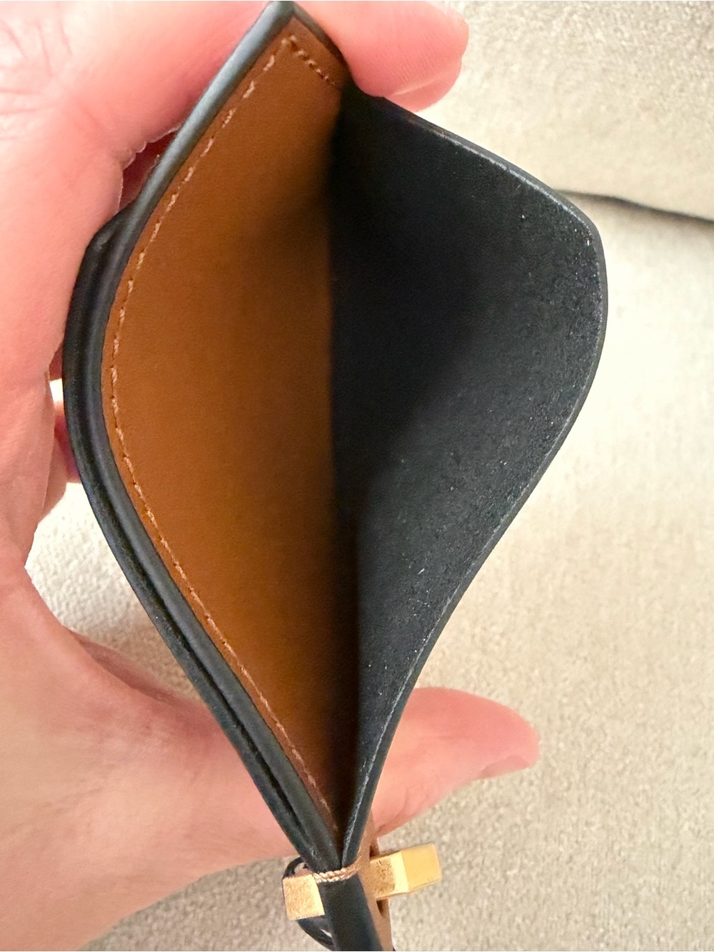 All Saints Hex Leather Card Holder - Sepia Brown - Picture 6 of 12